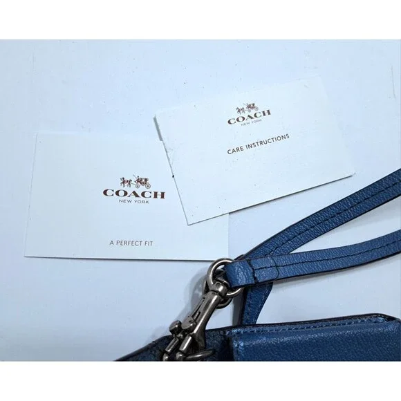 Coach Wristlet Blue Star Canyon Corner Zip Wallet 4"x6" Patriotic USA Leather - Picture 6 of 8